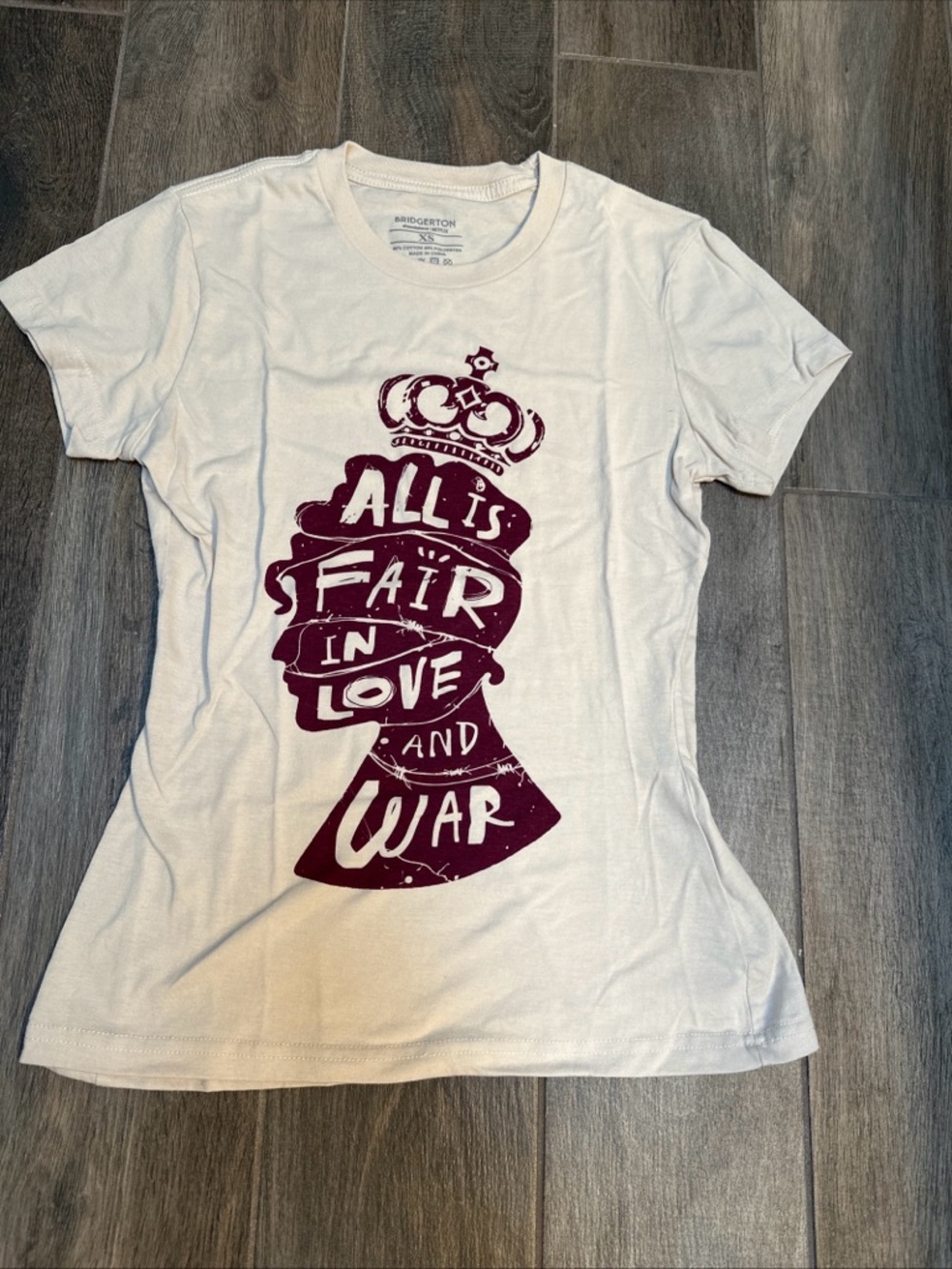 Women's White Graphic Tee - 'All Is Fair in Love and War'